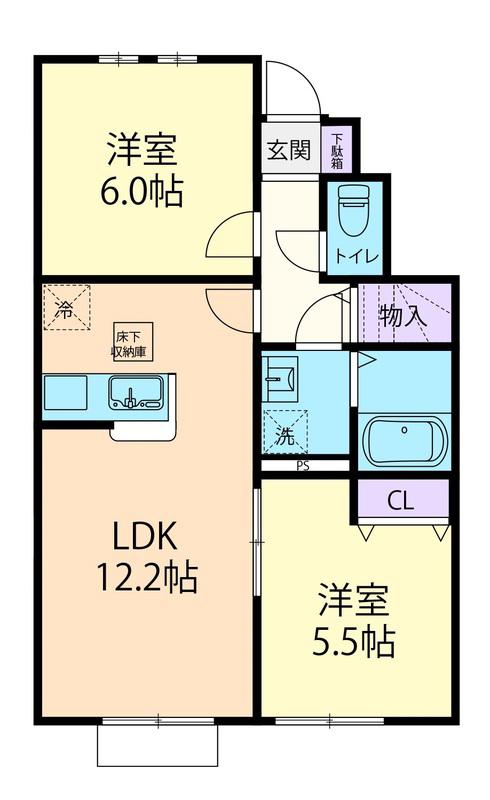 フォーゲル(2LDK/1階)の間取り写真