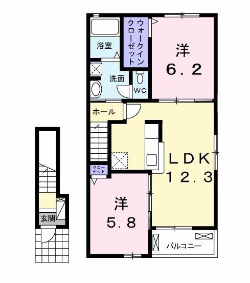 パシフィック(2LDK/2階)の間取り写真