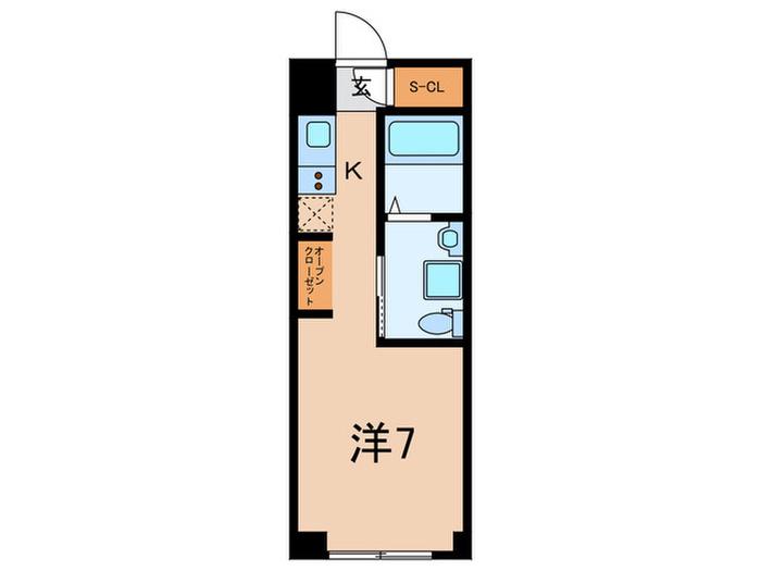 ノヴァーレ祐天寺(1K/2階)の間取り写真