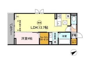D-ROOM椿(1LDK/2階)の間取り写真
