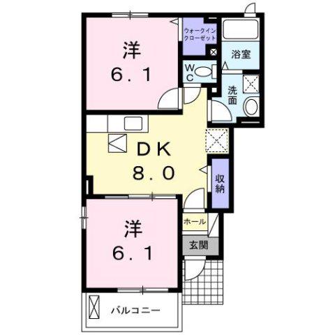カーサ フェリーチェ II(2DK/1階)の間取り写真