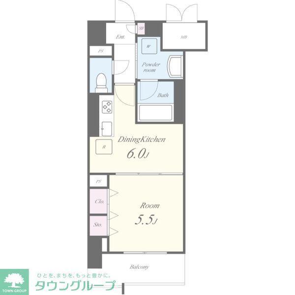 エスカルコート(1DK/3階)の間取り写真