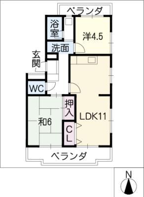 サンシティ小池(2LDK/2階)の間取り写真