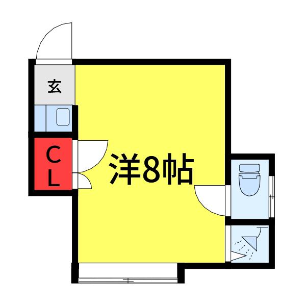 北野方B(ワンルーム/2階)の間取り写真
