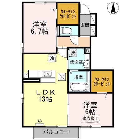 カーサアリエッタ D棟(2LDK/1階)の間取り写真