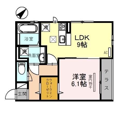 ティーガーデンヴィレッジB棟(1LDK/1階)の間取り写真