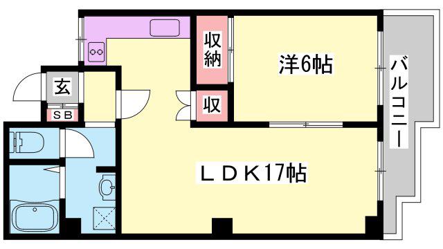 インタービレッジ赤穂(1LDK/4階)の間取り写真