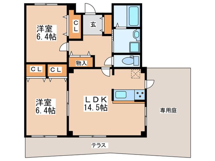 ホーリーグラン(2LDK/1階)の間取り写真