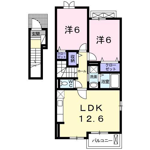フローリッシュ(2LDK/2階)の間取り写真