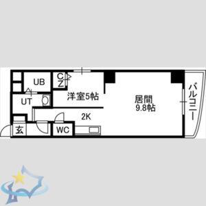 プルミエール札幌(1LDK/2階)の間取り写真