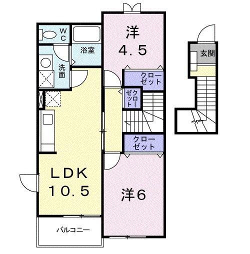 ハイツ イチローB(2LDK/2階)の間取り写真