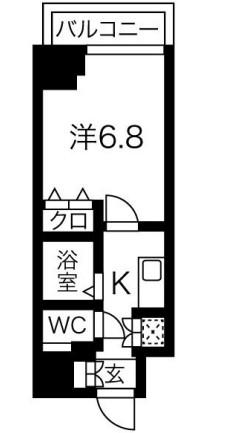 スパシエスタイル住吉(1K/3階)の間取り写真