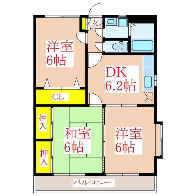 ドリームデュウ(3DK/2階)の間取り写真