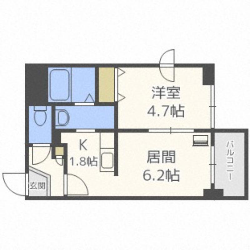 シュクル医大南(1LDK/6階)の間取り写真