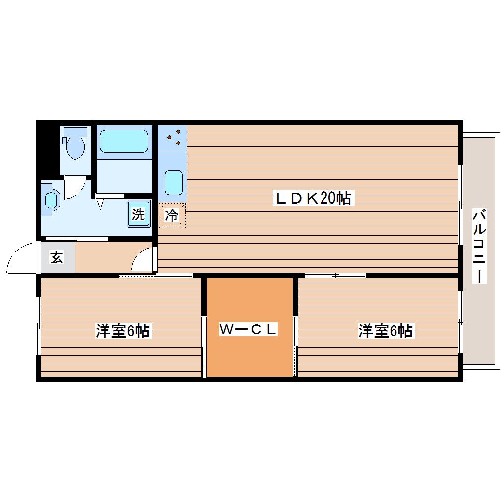 サンライフ長町(2LDK/3階)の間取り写真