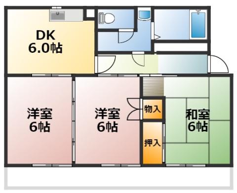 アーバンライフウエダ(3DK/3階)の間取り写真