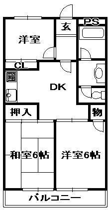 小中ビル(3DK/4階)の間取り写真