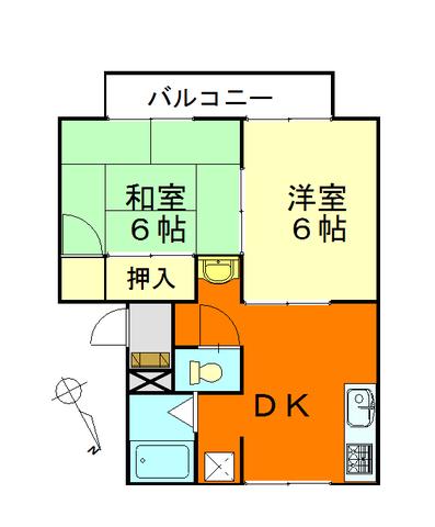 プラザハイツB(2DK/1階)の間取り写真