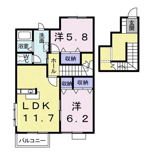 チャオ新井(2LDK/2階)の間取り写真