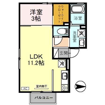 ヒルズ尾山台(1LDK/1階)の間取り写真