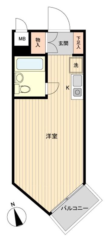 コンドミニアムメイ大倉山(ワンルーム/2階)の間取り写真