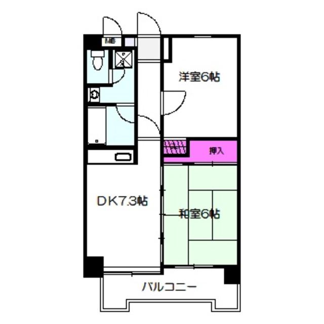 アルテハイム城北I号棟(2DK/7階)の間取り写真