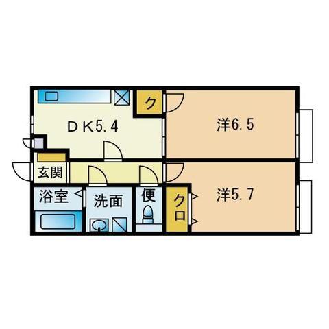 アンプルールクラージュコルザ(2DK/1階)の間取り写真
