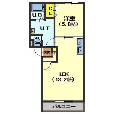アオイヴィレッジ美原(1LDK/2階)の間取り写真