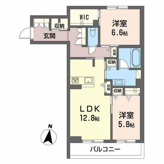 シャーメゾンステージ神明(2LDK/1階)の間取り写真