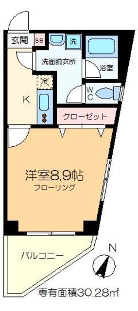 サウスコート永代(1K/3階)の間取り写真