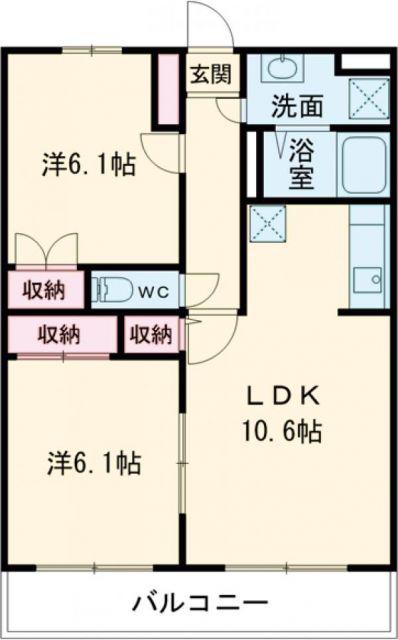 エスポワールIII番館(2LDK/1階)の間取り写真