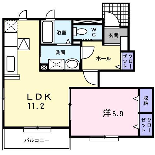 ラピュタA(1LDK/1階)の間取り写真