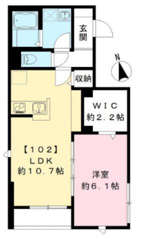 フィカーサ上北沢(1LDK/1階)の間取り写真