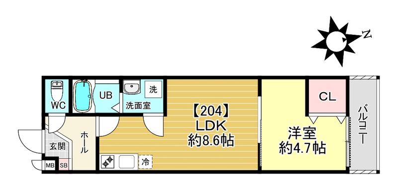 深草小久保町 アパート(1LDK/2階)の間取り写真