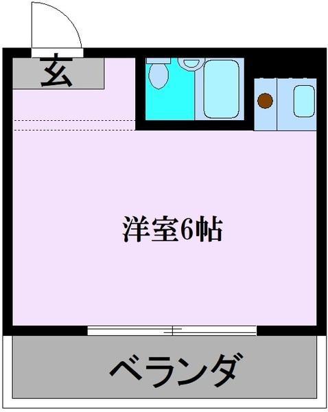 ヒルズ鳳(1K/1階)の間取り写真