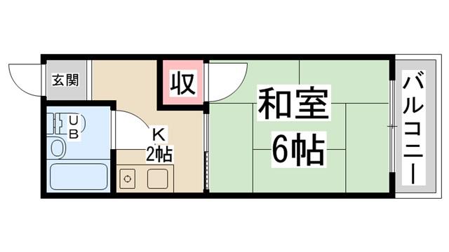 コンドミニアム美園(1K/2階)の間取り写真