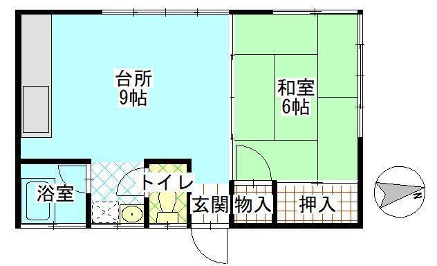 エルミタージュ浜田(1DK/1階)の間取り写真