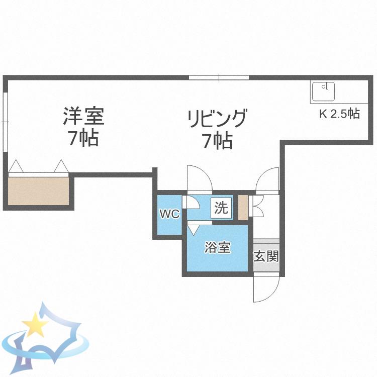 ティファニー北円山(1LDK/1階)の間取り写真
