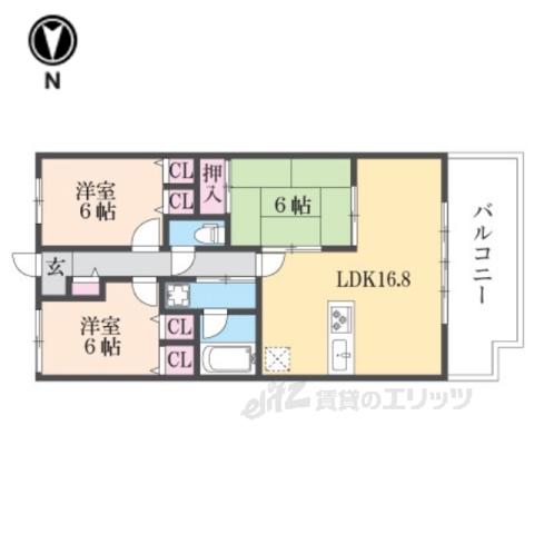 パデシオン新烏丸十条712(3LDK/7階)の間取り写真