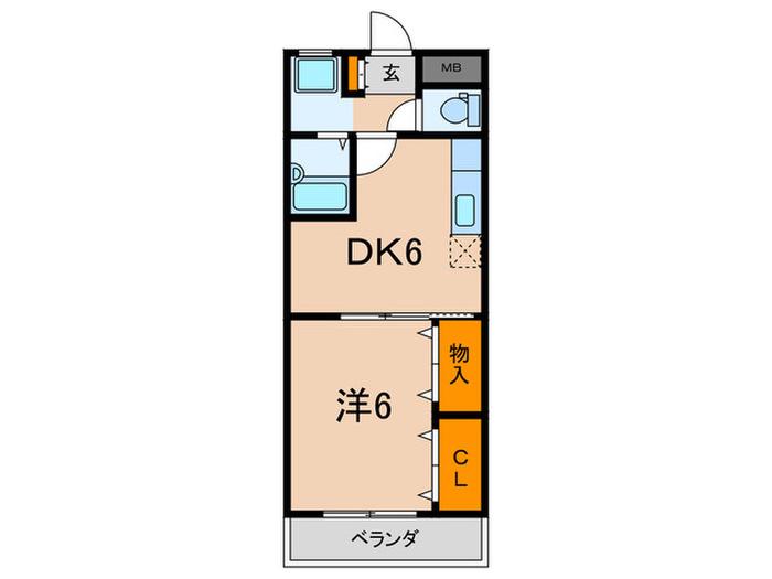 セントラルハイツ(1DK/2階)の間取り写真