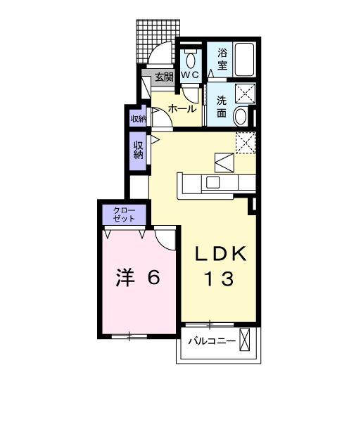 アヴニールB(1LDK/1階)の間取り写真