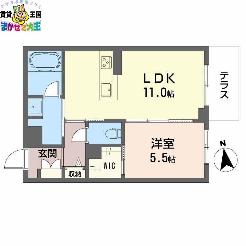 シャーメゾン上野(1LDK/1階)の間取り写真