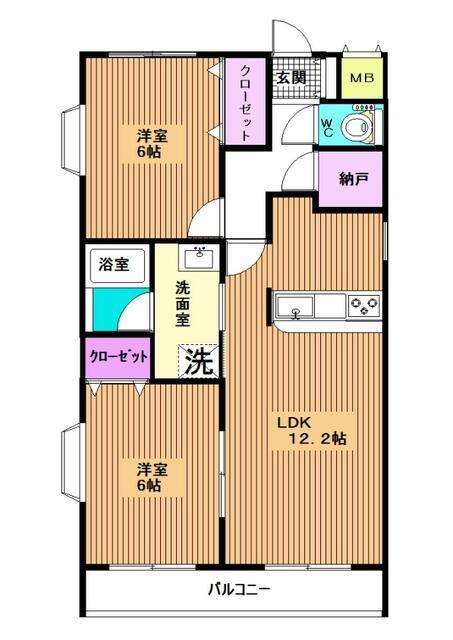 リッツハイム庚申坂(2LDK/1階)の間取り写真