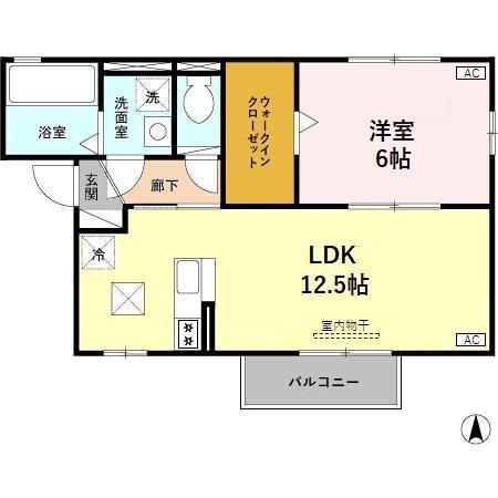 コンフォートスクエアC棟(1LDK/1階)の間取り写真