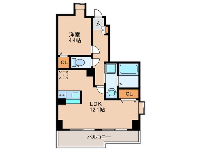 アリエスC.B(1LDK/10階)の間取り写真