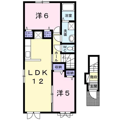 ひまわり(2LDK/2階)の間取り写真