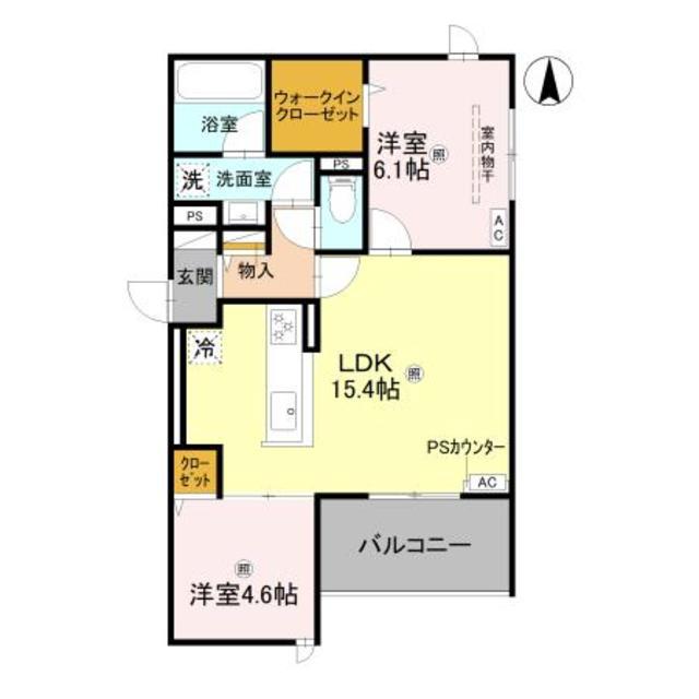 エクレール沢之町(2LDK/2階)の間取り写真
