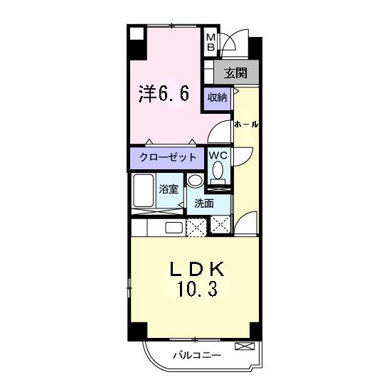 アルドールK(1LDK/2階)の間取り写真