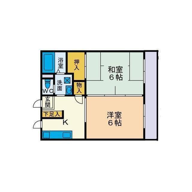グランベルHASE(2K/2階)の間取り写真
