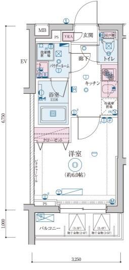 リヴシティ恵比寿(1K/4階)の間取り写真